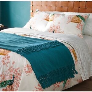 Opalhouse Teal Macrame Throw Blanket